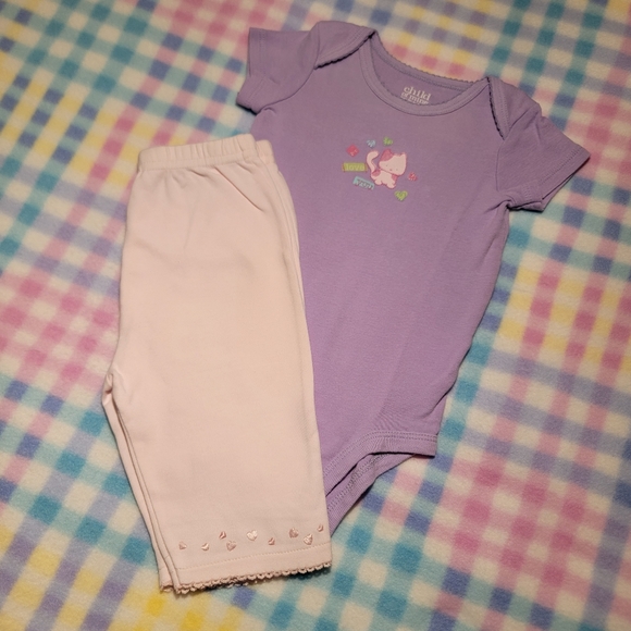 WENDY BELLISSIMO 💕 Pink Elastic Waist Pants w/Embroidered Mini Heart's 0-3M - Picture 7 of 11